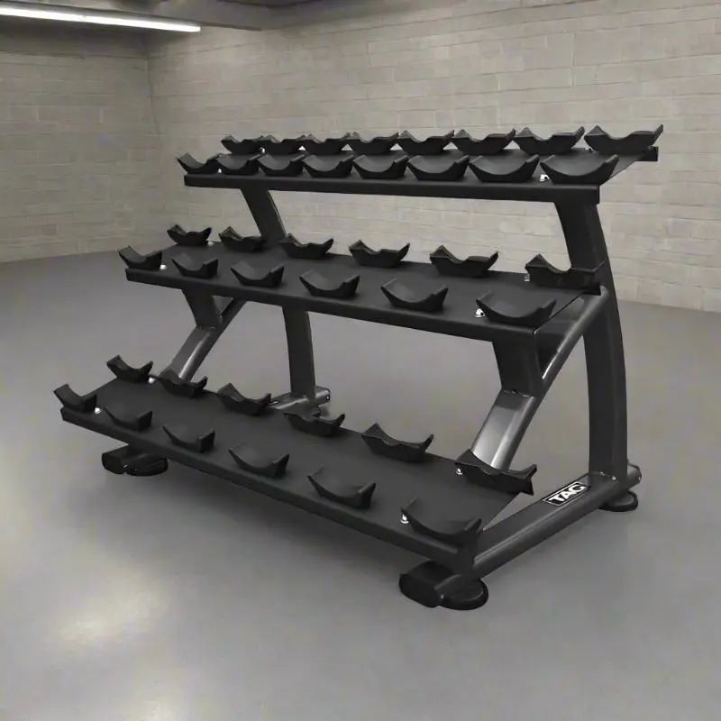 TAG Fitness RCK-SD3.1-B 3 Tier Dumbbell Rack with Saddles Black Frame(10 Pair)