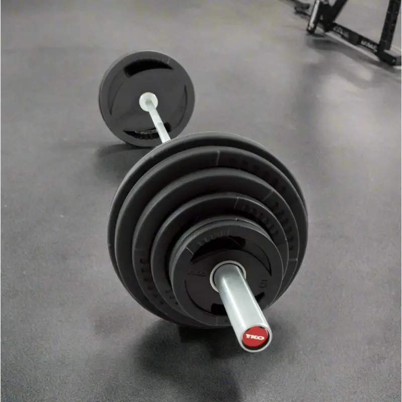 TKO Strength 300Lb Olympic Rubber Plate set w/1,500lb Bar & Collars - 803OR-300MB