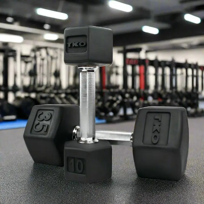 TKO Strength Tri-Grip Rubber Hex Dumbbell Set - 814TXR