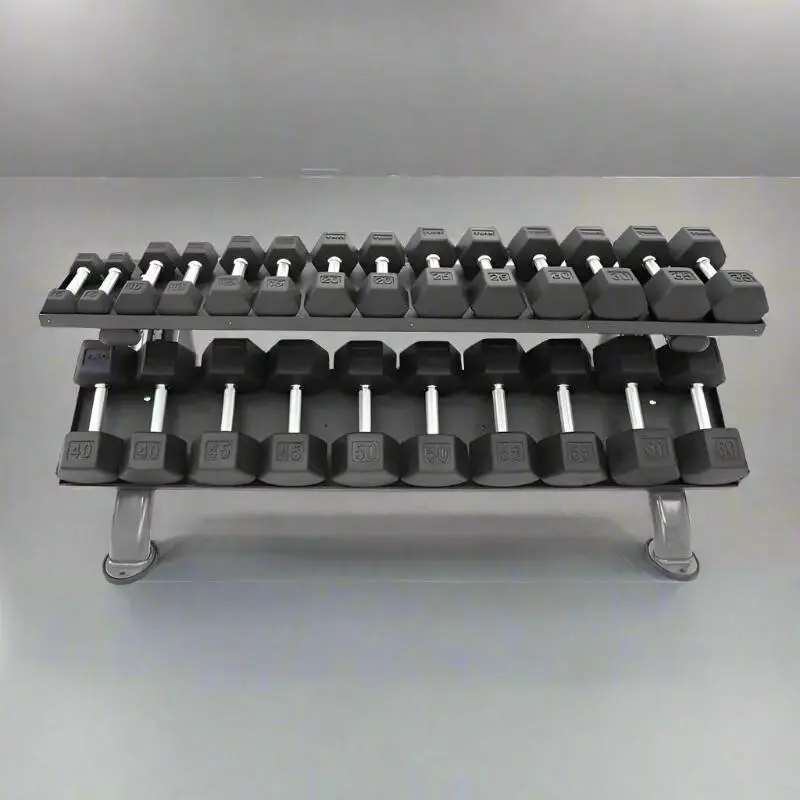 TKO S889-TXUA10 5-50lb Urethane Hex Dumbbell set with Rack