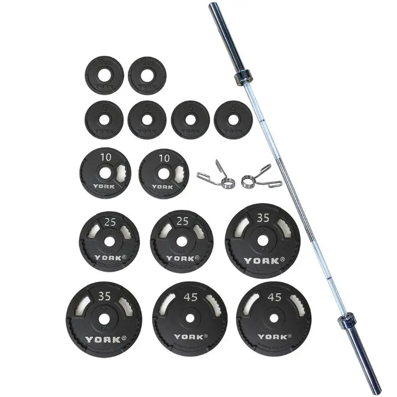 YORK G-2 Dual-Grip 300 lb Cast Iron Olympic Plate Set - 2898