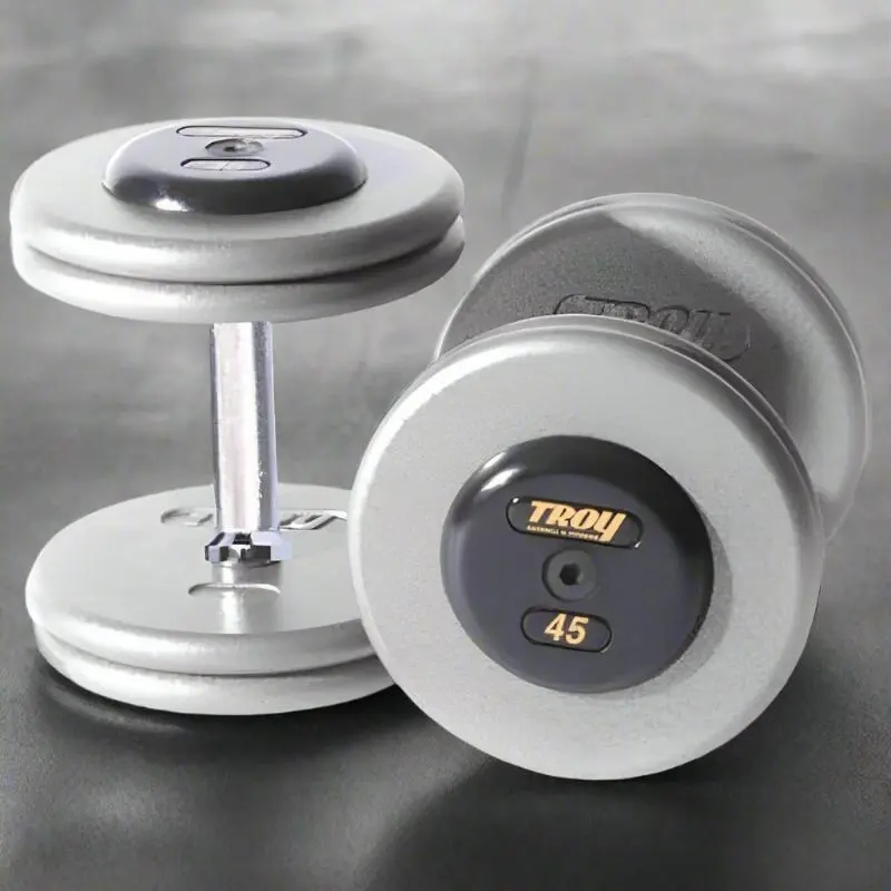 TROY HFD-R Pro-Style Gray Dumbbell Straight Handle & Rubber Endcaps