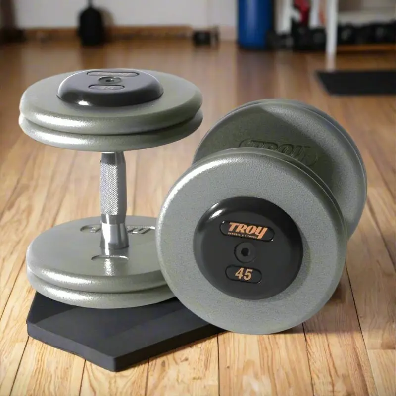 Troy HFDC-R Pro-Style Gray Dumbbell Contoured Handle & Rubber Endcaps
