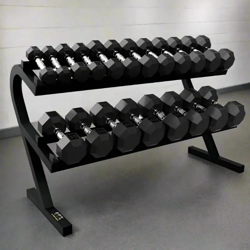 VTX VERTPAC-SDR50 8-Sided Rubber Dumbbells 5-50lb with Rack