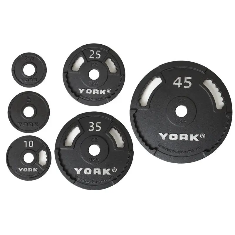 York 2 G-2 Cast Iron Olympic Weight Plates