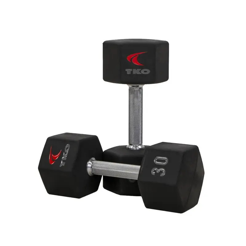 TKO 5-100 Lb Urethane Hex Tri-Grip Dumbbells w/ 3 Tier 891hdr Rack S891-TXU-E20
