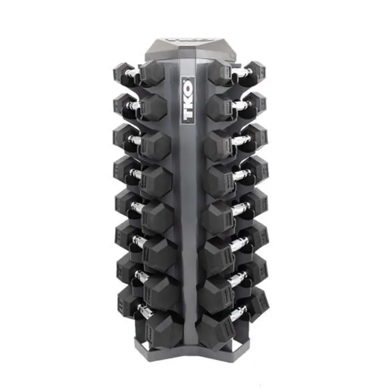 TKO 3-25lb Rubber Hex DB Contour w/ 8pr rack S826-RXL8