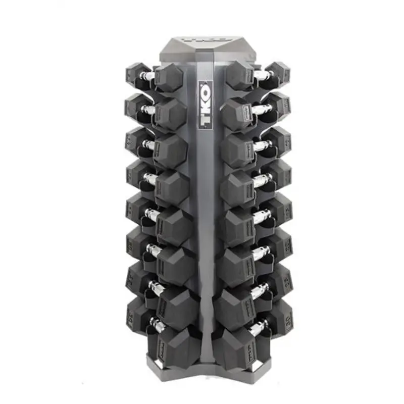 TKO 5-30lb Rubber Hex DB Contour w/ 8pr rack S826-RXM8
