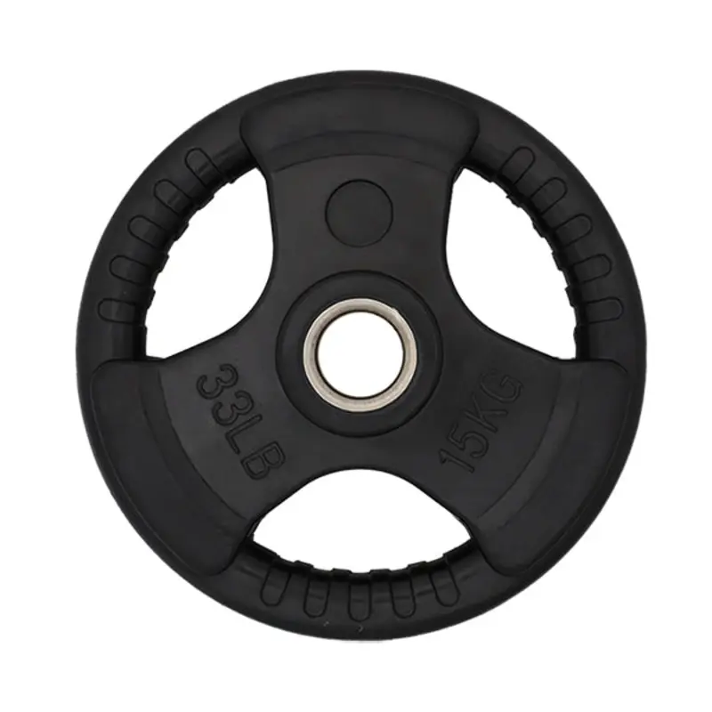 15KG RUBBER COATED OLYMPIC WEIGHT PLATE - 3 GRIP