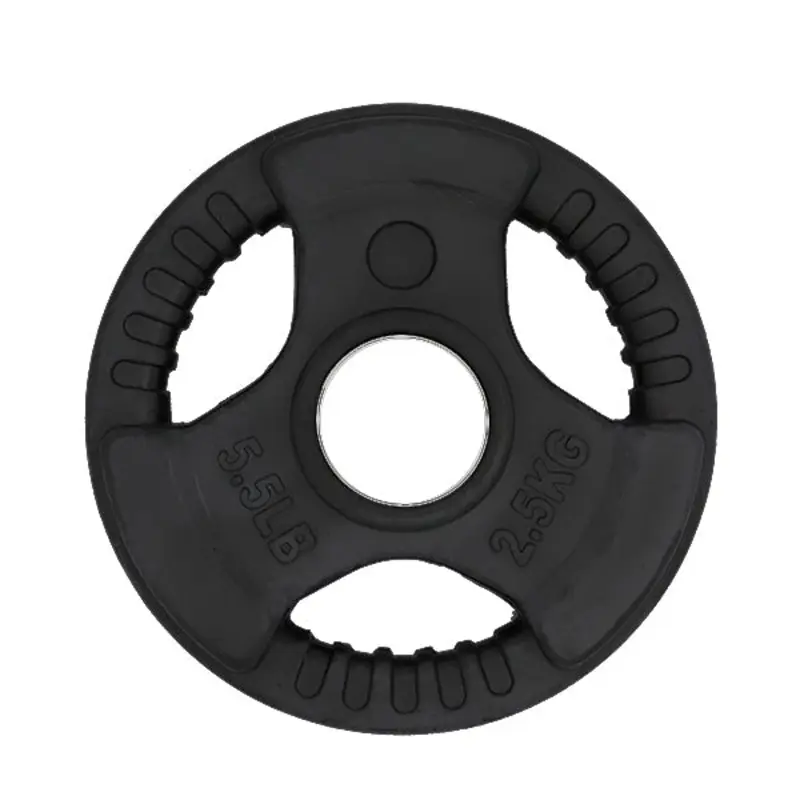 2.5KG RUBBER COATED OLYMPIC WEIGHT PLATE - 3 GRIP