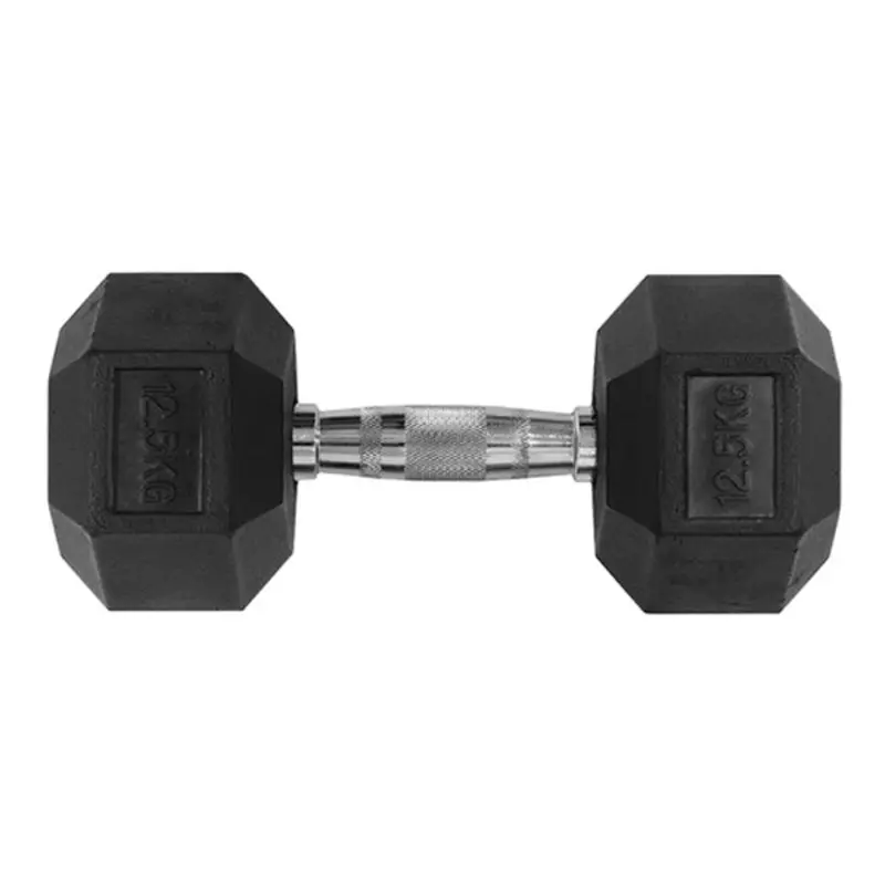 12.5KG HEX RUBBER COATED DUMBBELL - TITANIUM USA