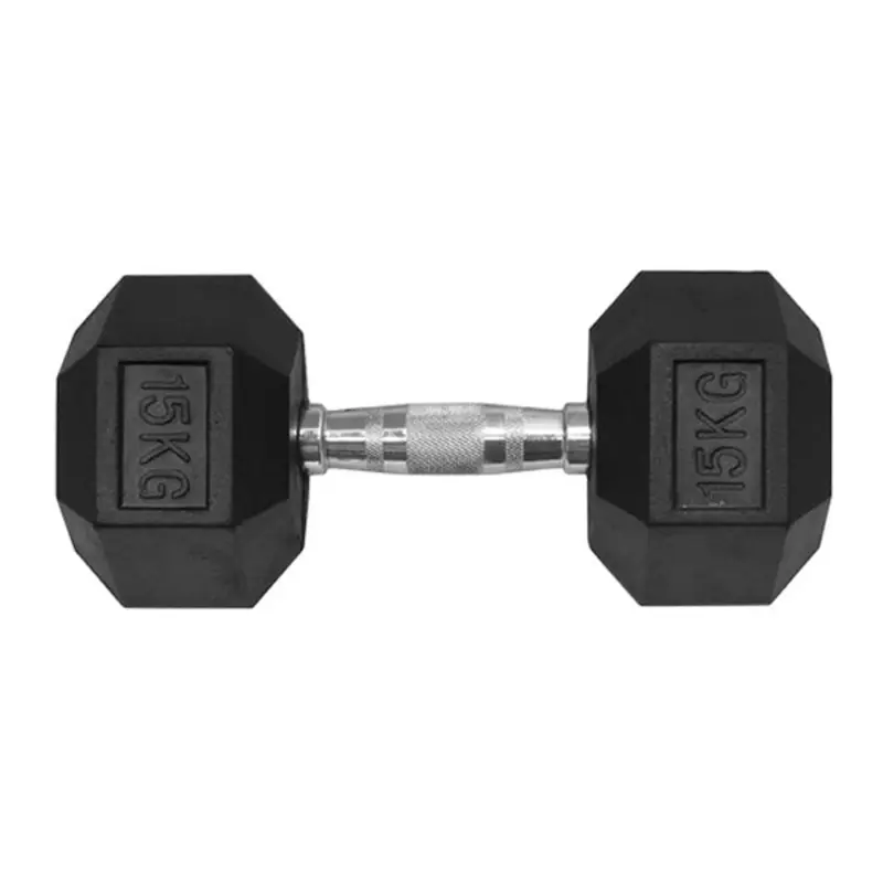 15KG HEX RUBBER COATED DUMBBELL - TITANIUM USA