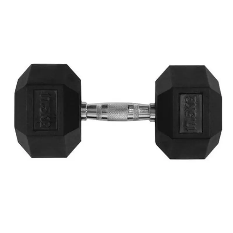 17.5KG HEX RUBBER COATED DUMBBELL - TITANIUM USA