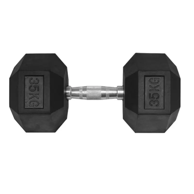 35KG HEX RUBBER COATED DUMBBELL - TITANIUM USA
