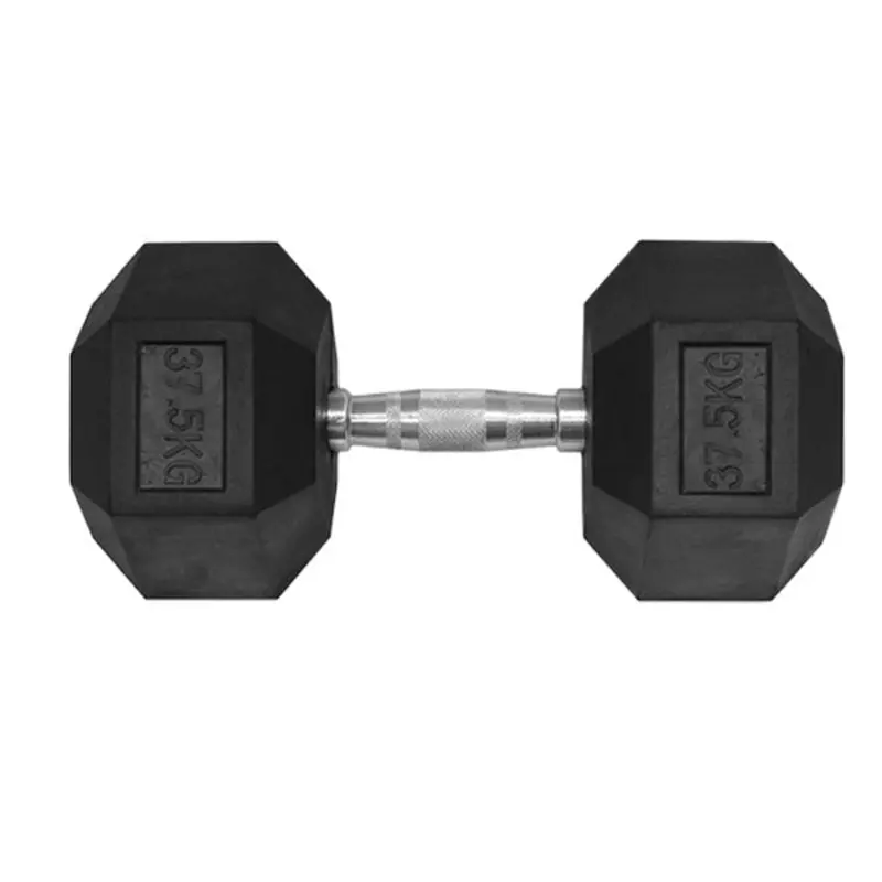 37.5KG HEX RUBBER COATED DUMBBELL - TITANIUM USA