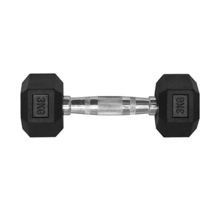 3KG HEX RUBBER COATED DUMBBELL - TITANIUM USA