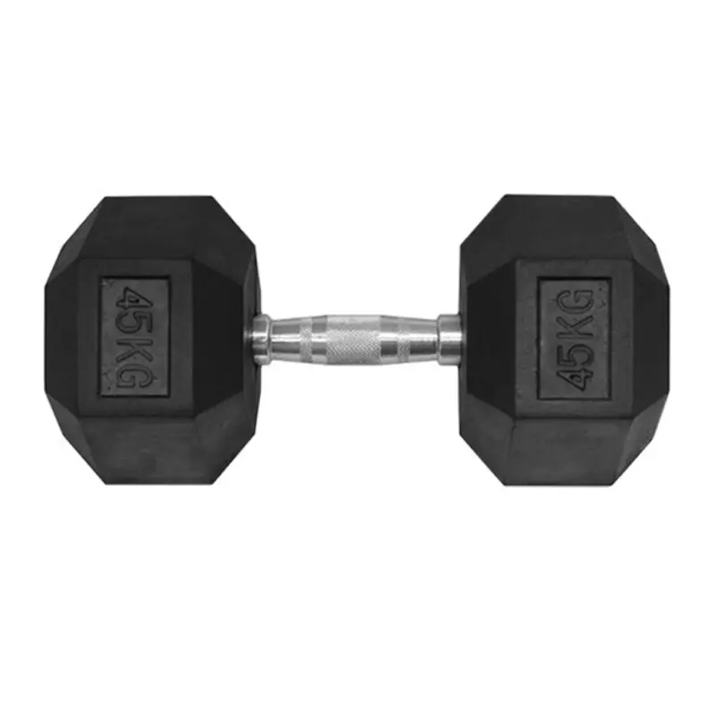 45KG HEX RUBBER COATED DUMBBELL - TITANIUM USA