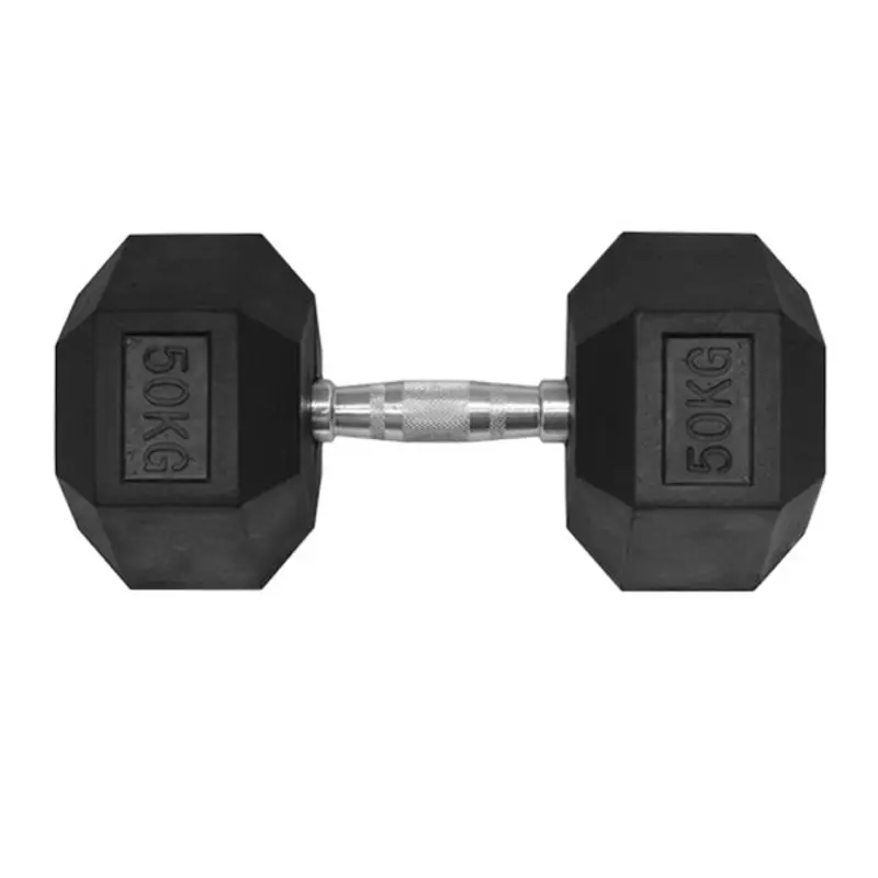 50KG HEX RUBBER COATED DUMBBELL - TITANIUM USA