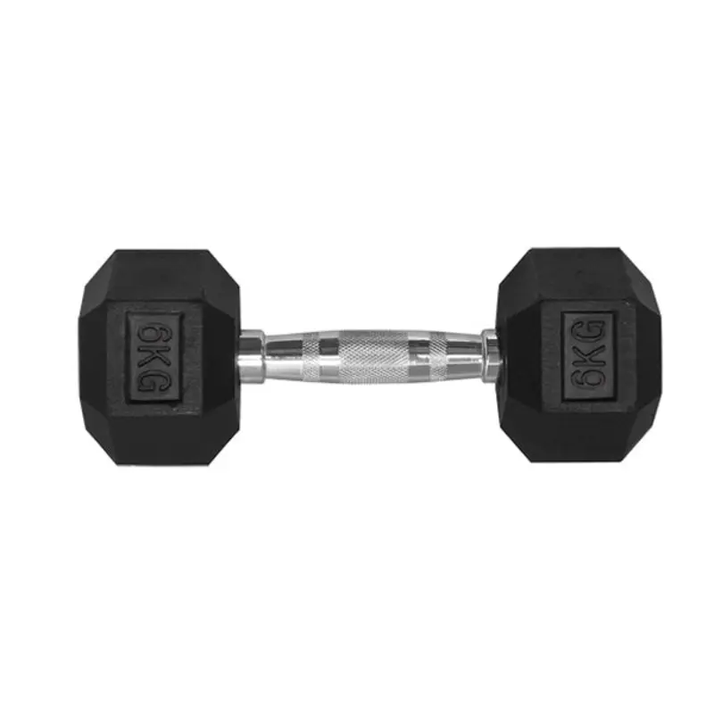6KG HEX RUBBER COATED DUMBBELL - TITANIUM USA