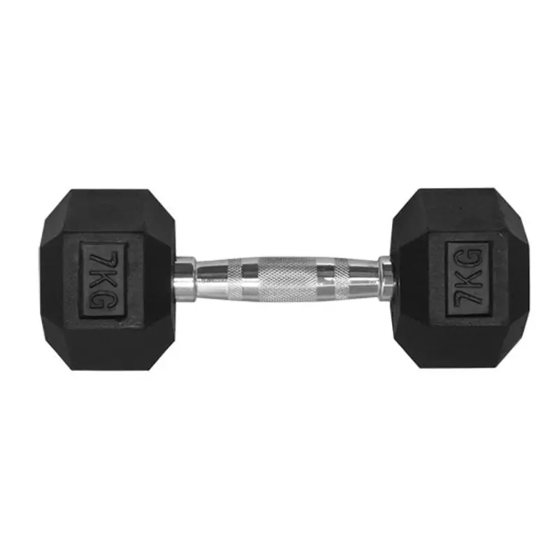 7KG HEX RUBBER COATED DUMBBELL - TITANIUM USA
