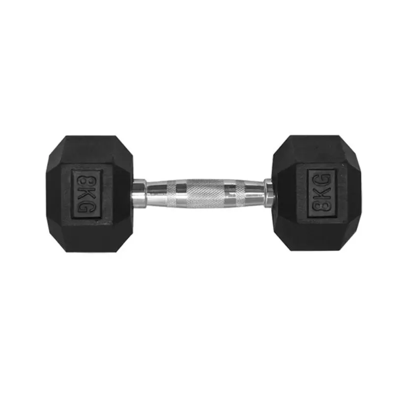 8KG HEX RUBBER COATED DUMBBELL - TITANIUM USA