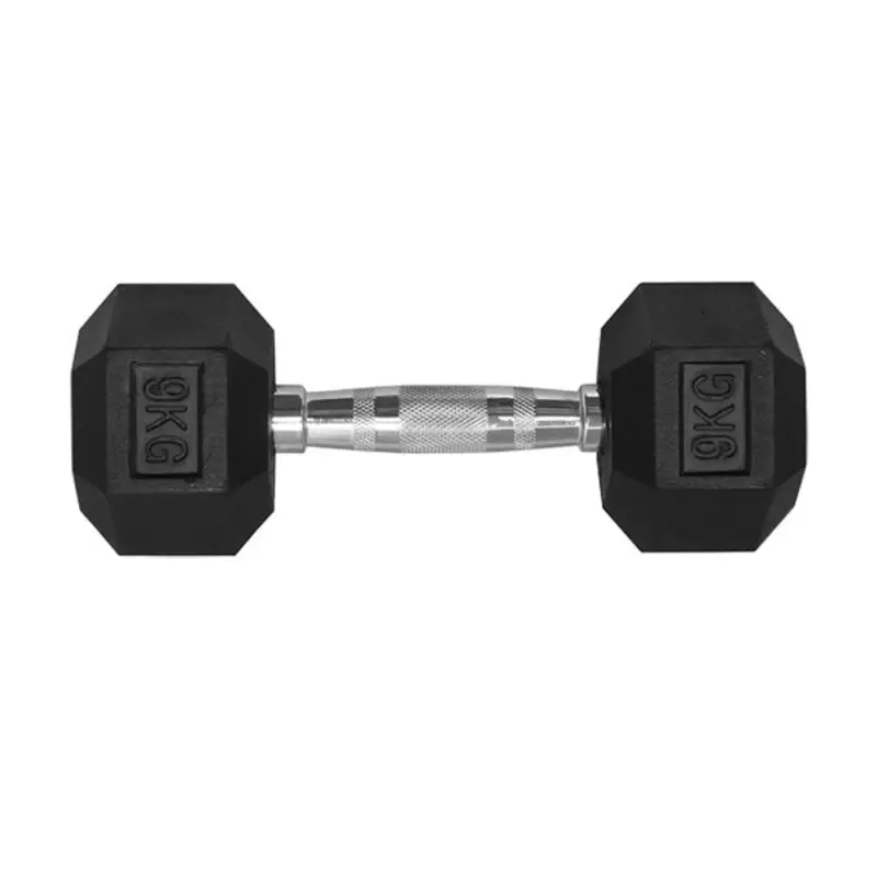 9KG HEX RUBBER COATED DUMBBELL - TITANIUM USA