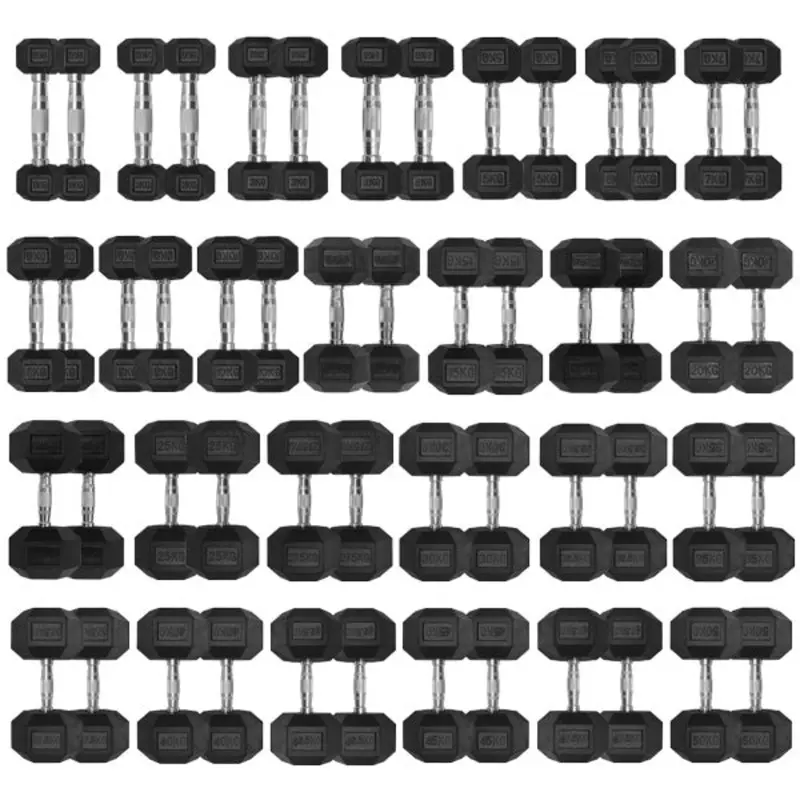 TITANIUM USA 1KG TO 50KG RUBBER HEX DUMBBELLS 26 PAIRS