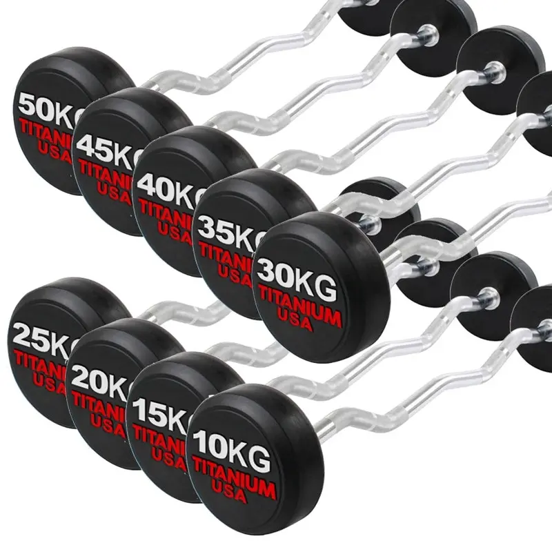 TITANIUM USA FIXED CURL BAR PACKAGE 10KG - 50KG