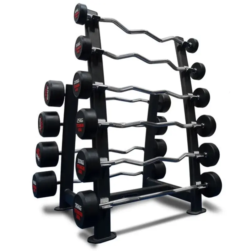 TITANIUM USA 10KG - 55KG FIXED CURL BAR AND RACK PACKAGE