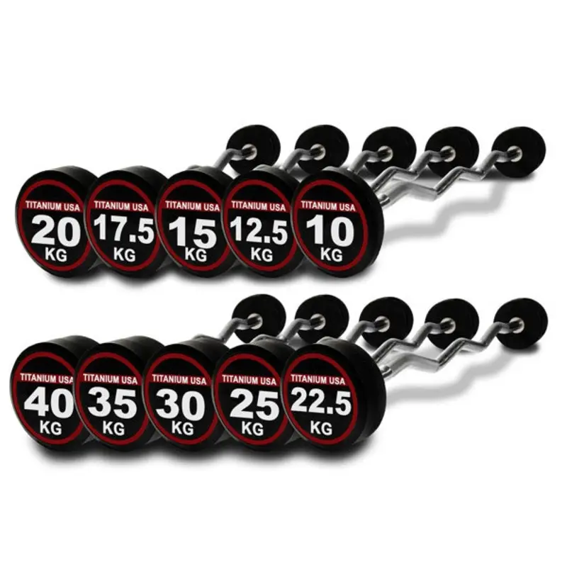 TITANIUM USA PU (POLYURETHANE) FIXED CURL BAR PACKAGE 10KG-40KG
