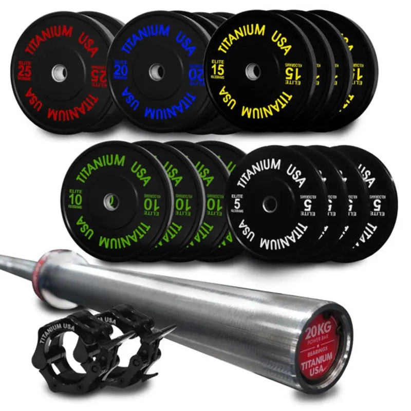 TITANIUM USA 270KG STEALTH SERIES BUMPER PLATE AND BARBELL PACKAGE