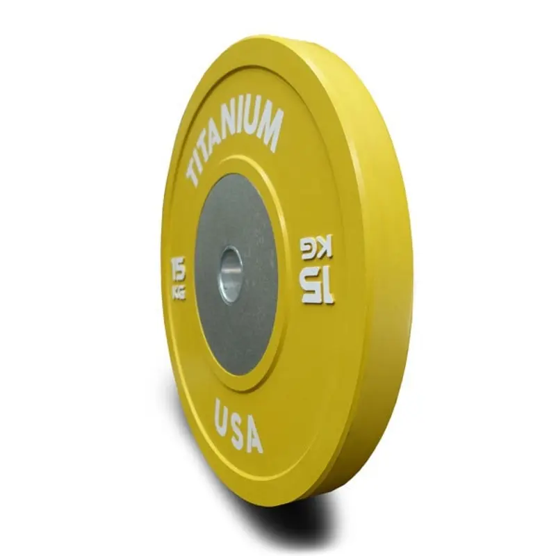 TITANIUM USA 15KG PREMIUM COLOURED COMPETITION BUMPER PLATE