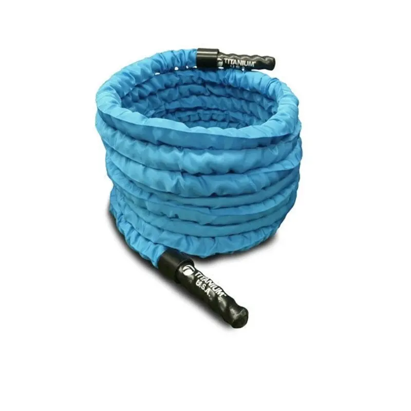 10 METRE BLUE NYLON COVERED BATTLE ROPE - 38MM THICK