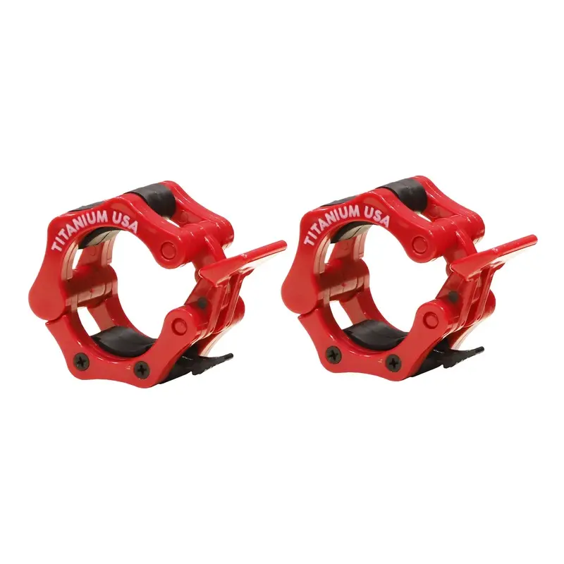 TITANIUM USA RED BARBELL LOCKING COLLARS