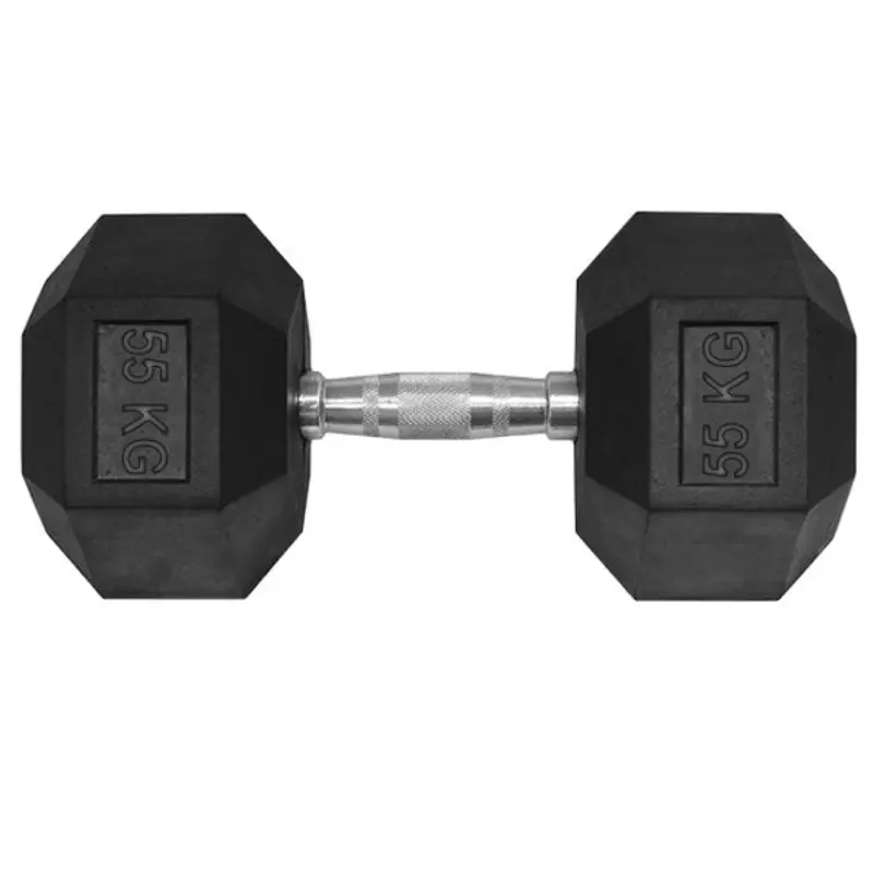 55KG HEX RUBBER COATED DUMBBELL - TITANIUM USA
