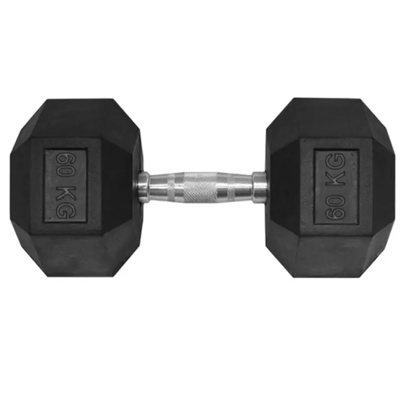 60KG HEX RUBBER COATED DUMBBELL - TITANIUM USA