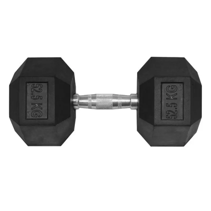 52.5KG HEX RUBBER COATED DUMBBELL - TITANIUM USA