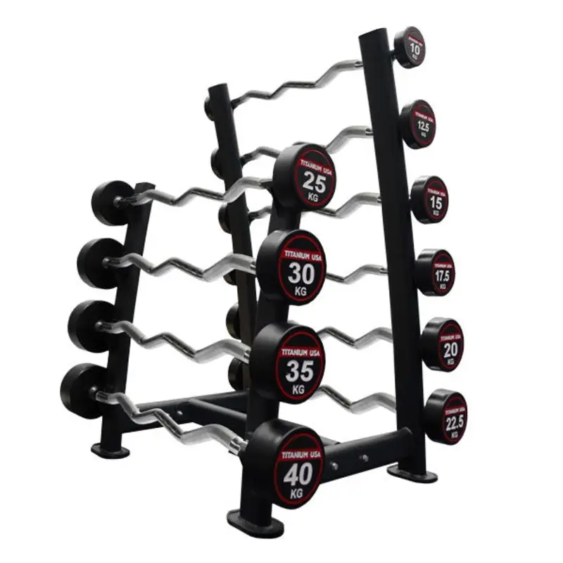 TITANIUM USA PU (POLYURETHANE) FIXED CURL BARS AND RACK PACKAGE