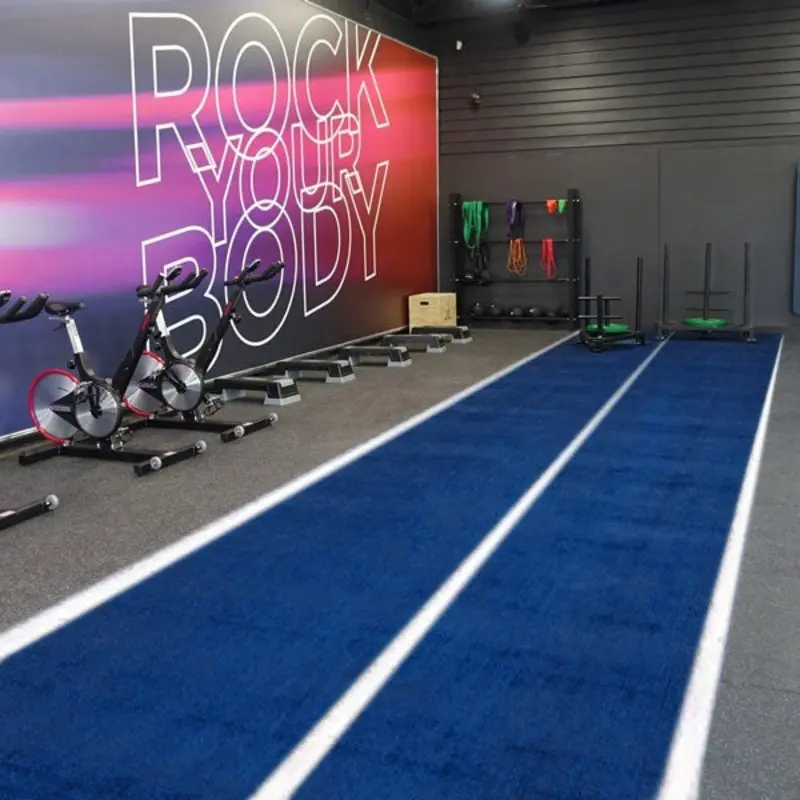 10M x 2M TITANIUM USA BLUE ASTRO TURF SLED TRACK WITH WHITE CENTRE LINE