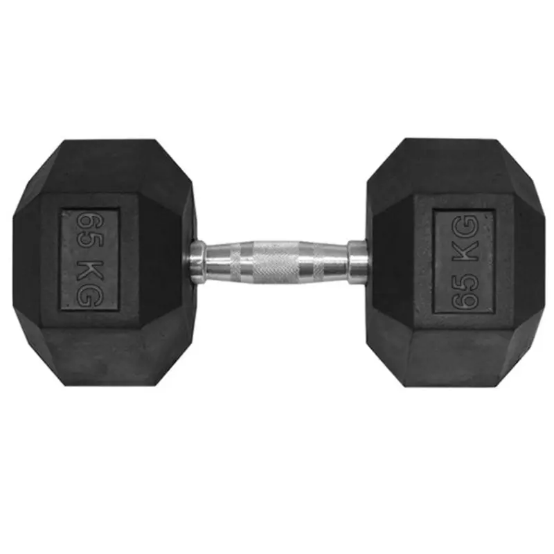 65KG HEX RUBBER COATED DUMBBELL - TITANIUM USA