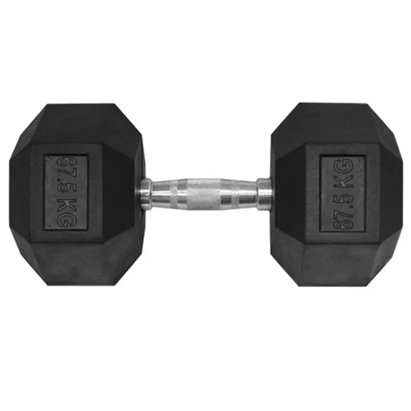 67.5KG HEX RUBBER COATED DUMBBELL - TITANIUM USA