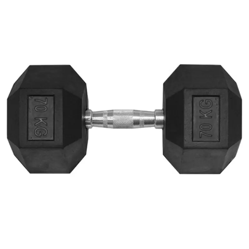 70KG HEX RUBBER COATED DUMBBELL - TITANIUM USA