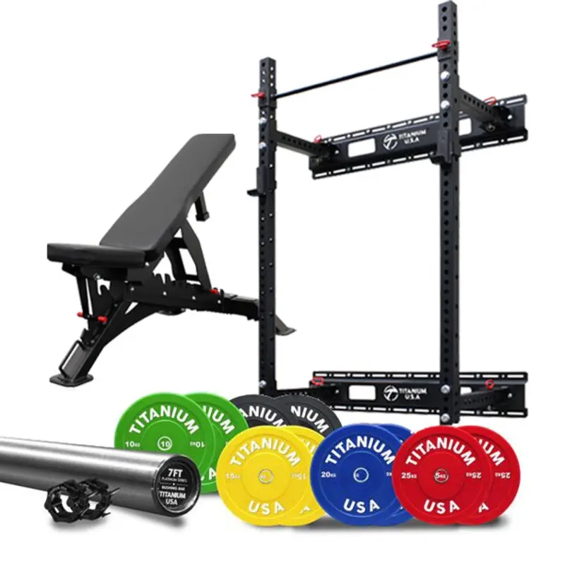 TITANIUM USA WALL MOUNTED FOLDING SQUAT RACK PACKAGE 2