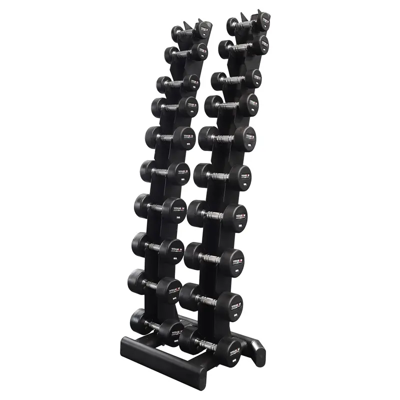 TITANIUM USA 1-10KG PRO STYLE DUMBBELL SET WITH RACK PACKAGE