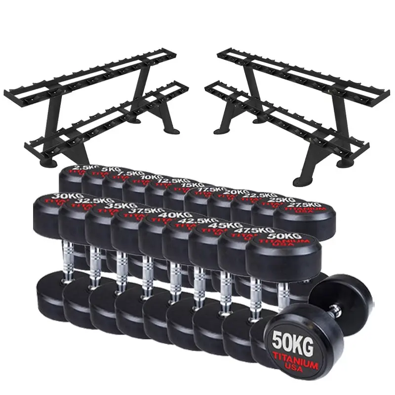 TITANIUM USA 2.5 TO 50KG PRO STYLE DUMBBELL SET  WITH RACKS