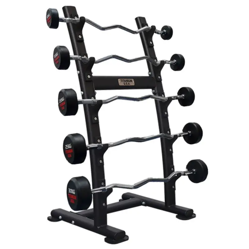 TITANIUM USA 10KG - 30KG FIXED CURL BAR AND RACK PACKAGE