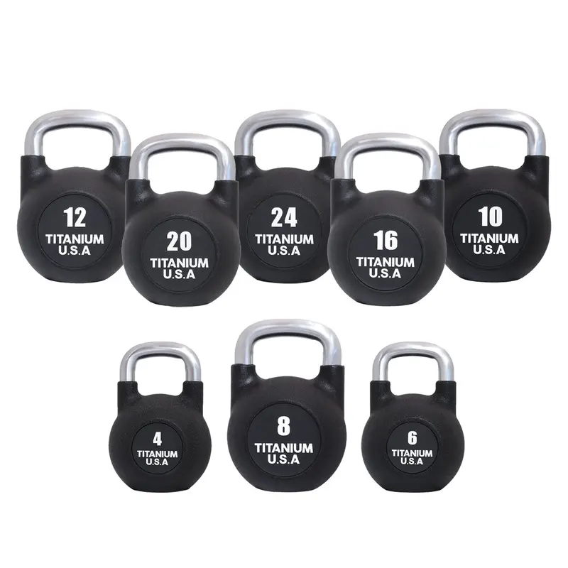 TITANIUM USA 4-24KG URETHANE COATED COMPETITION KETTLEBELL PACKAGE
