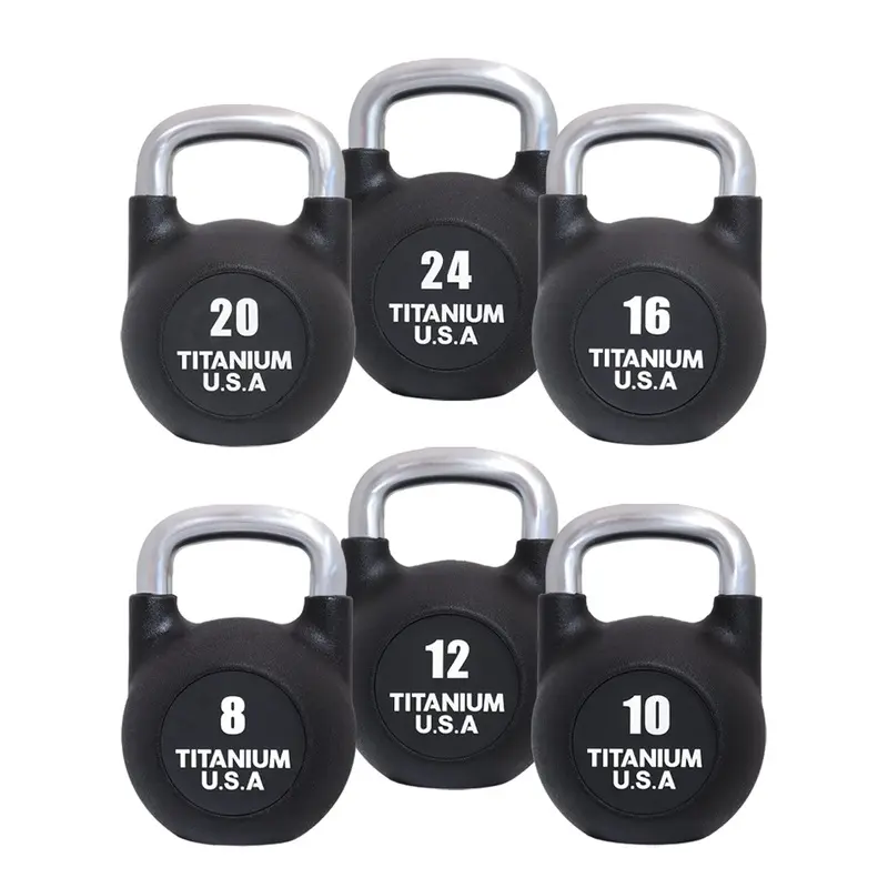TITANIUM USA 8-24KG URETHANE COATED COMPETITION KETTLEBELL PACKAGE