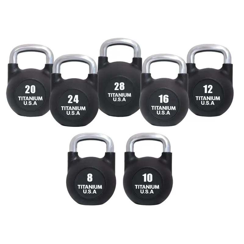 TITANIUM USA 8-28KG URETHANE COATED COMPETITION KETTLEBELL PACKAGE