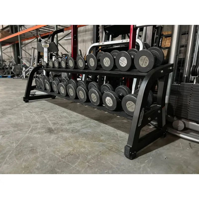 Hampton Urethane 5-50lb Gel Grip Dumbbell Set w/ Technogym Rack